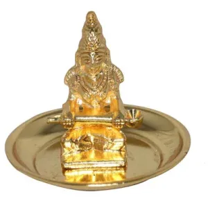 Gold finish Annapoorna statue with Brass Plates with Designer Pooja Thali