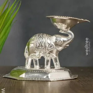 German Silver Elephant Diya