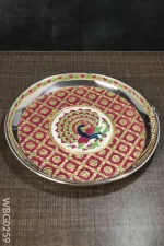 meenakari-round-plate-with-peacock-design-10inches-wbg0259-trays-plates-614