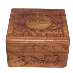 Box Carved Centre Brass Work 4 *4 Inch