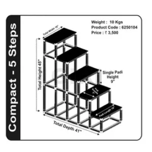 Giri Plastic Golu Padi - 5 Steps - 45 x 18 x 41 Inches | Kolu Steps/ Compact Size/ Navaratri Golu Stand