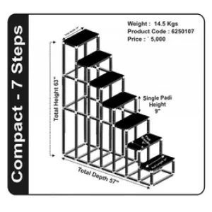 Giri Plastic Golu Padi - 7 Steps - 63 x 18 x 57 Inches | Kolu Steps/ Compact Size/ Navaratri Golu Stand