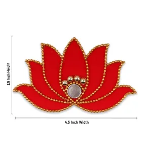 Rangoli Lotus Design - 2.5 x 4.5 Inches | Velvet with Plastic Material/ Kolam Design for Pooja Decor