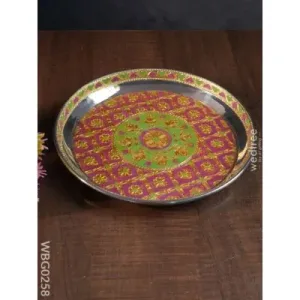 Meenakari Round Plate with Floral Design  -  8Inches