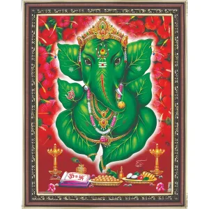 Photo Frame - Leaf Design Ganesha - 14 x 11 Inches