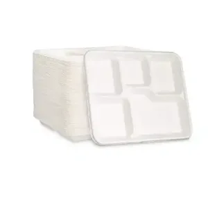 5 compartment bagasse Plates (pack of 50)