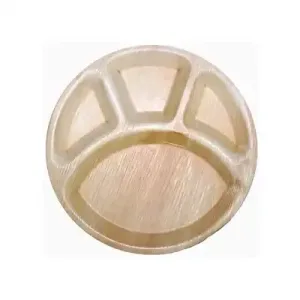 12" Large Palm Leaf Disposable Plate - 4 Compartment Thali (pack of 20)