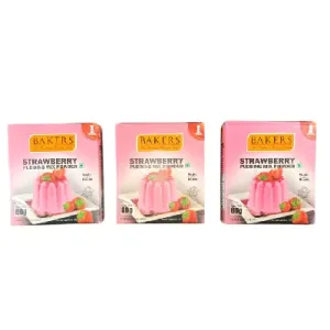 BAKERS STRAWBERRY PUDDING MIX POWDER 80 g  (pack of 3)