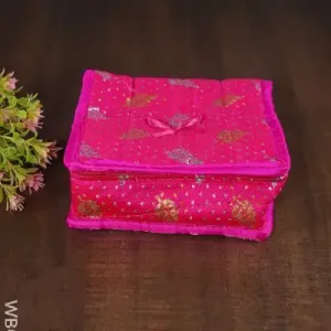 Printed Jewel Pouch with Golden Leaves - Small