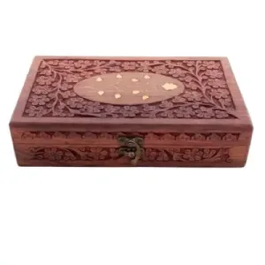 Box Carved Centre Brass Work 10*6 Inch