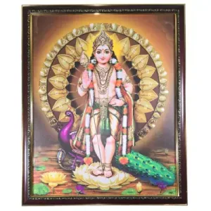 Lord Murugan Picture with wooden frame - 18 x 22 inches