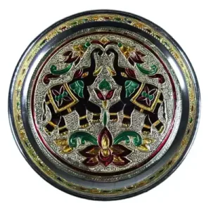 Meenakari Pooja Plate - Elephant Pair design