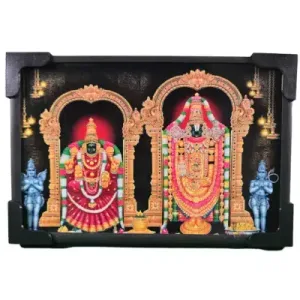 Sri Balaji Venkateshwara and Padmavati picture with frame - 6 x 4 inches