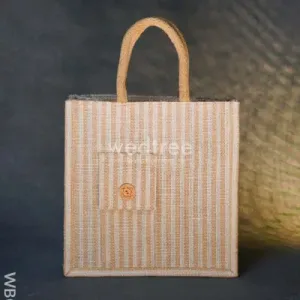 Taper Strip Jute Bag with Mobile Pouch - WBG0011