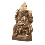 Ganapati Simhasanam - 9 Inch Gold Right Trunk_2