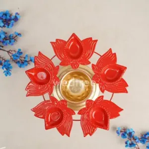Metal Urli with Lotus Diya - WBG1468