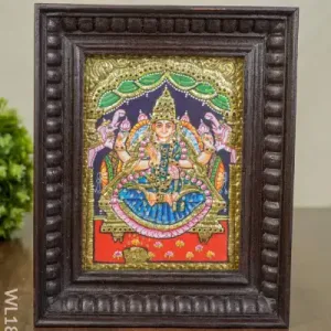 Tanjore Painting - Gajalakshmi - Flat (Gold Foil) - 8x6 inch - WL1823