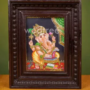Tanjore Painting - Ganesha - Flat (Gold Foil) - 8x6 inch- WL4705